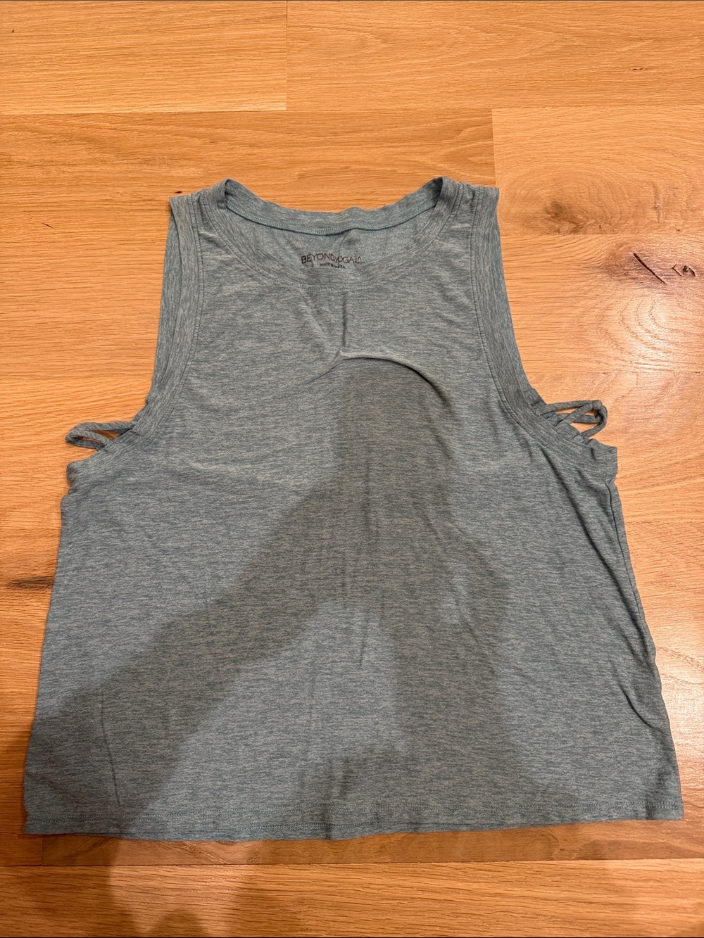 Beyond Yoga Light Heather Blue Gray Side-Tie Muscle Tank